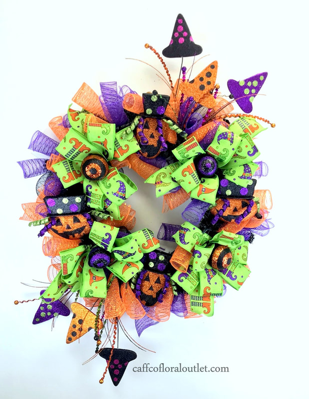 a witch themed Halloween wreath
